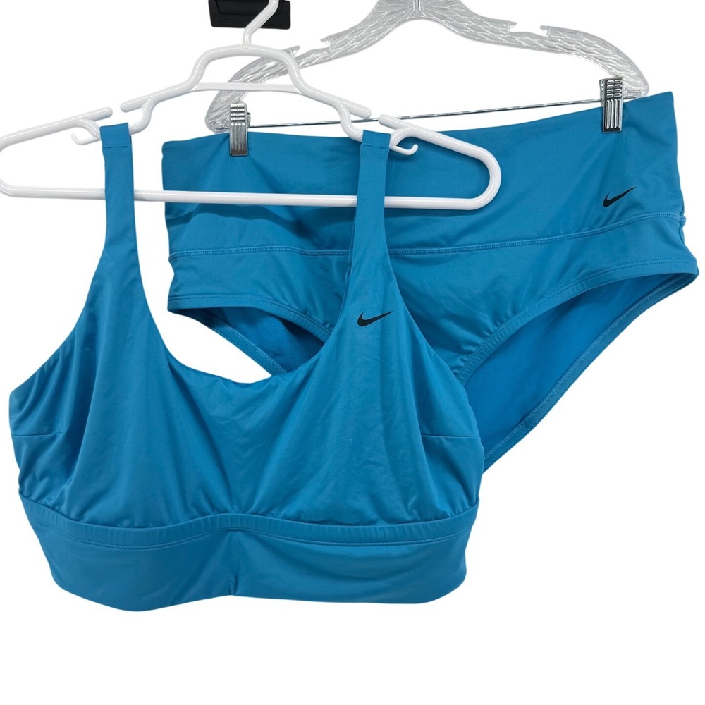 Nike Womens Blue High Waisted Bikini Set NESSB228 NESSA276 Size 2X 2XL